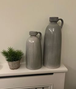 X2 Grey Ceramic Jug Ornaments