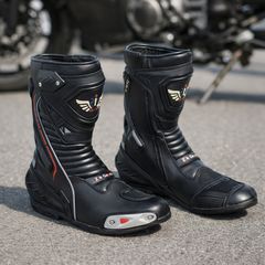 Genuine Leather Motorcycle Riding Boots Heavy Duty Ankle Protection Touring & Racing Boots