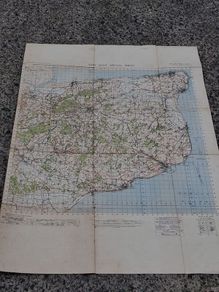 East Kent War Office WW11 Cloth Ordanance Map