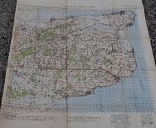 East Kent War Office WW11 Cloth Ordanance Map