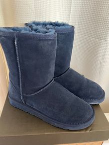 Navy LAMO Leather Wool Boots