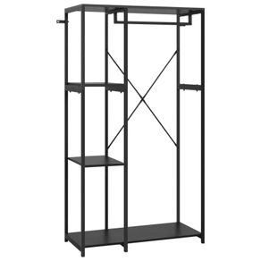 Wardrobe Black 90x40x167 cm Metal and Chipboard