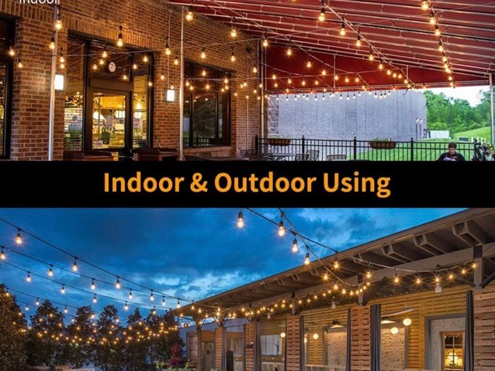 Festoon Lights Outdoor String Lights 48FT with 15+3 Plastic Bulbs IP65 Festoon Lights Mains Powered Patio Lights (FREE POSTAGE)