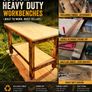 Heavy Duty Rustic Workbench / Table Desk On Wheels Image 2