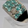 Beautiful Blue Apatite , White Zircon Cluster Ring in rhodium Sterling Silver Image 3