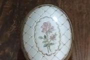 Vintage Gold Tone Metal Brush With Floral Tapestry