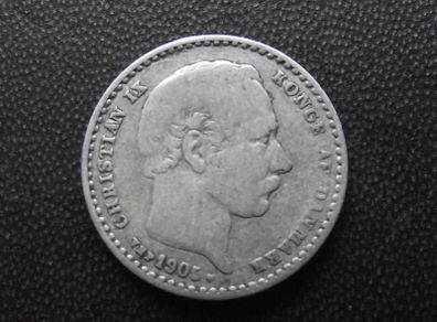 1905 Denmark. Christian IX. Silver 25 ore