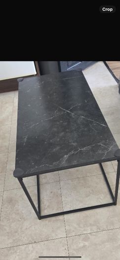 Black marble coffee table metal frame
