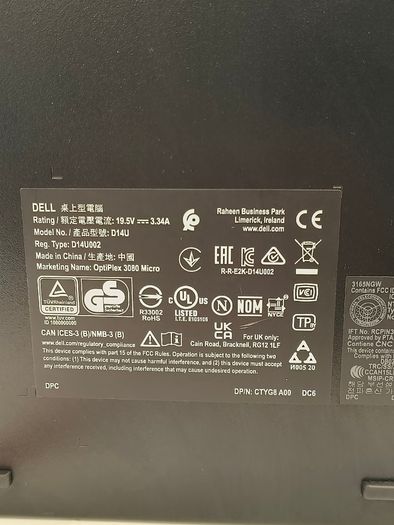 Dell OptiPlex 3080 Micro i5-10500T 16GB 512GB SSD Windows 11 Pro HDMI /DP