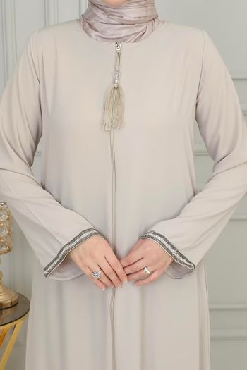 Brand New Women's Abaya Open Cut Long Sleeve Floor-Length Zipper