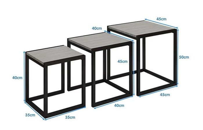 Wooden Nesting Tables Set of 3 Coffee Table, Stacking Side End Tables for Living Room, Grey