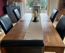 6 ft solid oak dining table and chairs for sale
