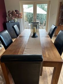 6 ft solid oak dining table and chairs for sale