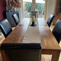 6 ft solid oak dining table and chairs for sale