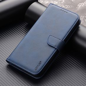 For Apple iPhone 14 Pro Max Premium Aokus Wallet Case Blue