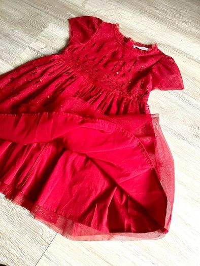 M&S red tulle dress 3/4y