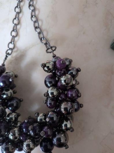 Purple Poppy Pearl Style & Stone Necklace & Bracelet Set. Costume  Jewellery.New.