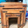 Solid Indian Sheeham Wood Nest of 3 Tables Image 3
