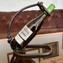 Vintage 20th Century Cast Iron Metal Brutalist Sculpture Bottle Holder Wine Rack Image 2