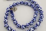 Antique Venetian Style White Blue Dotted Glass Beads Necklace