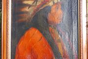 Antique  (American, 1886-1953) Portrait of an Indian Chief Oil on Canvas  28 x 21 inches