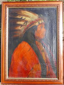 Antique  (American, 1886-1953) Portrait of an Indian Chief Oil on Canvas  28 x 21 inches