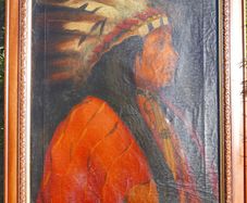 Antique  (American, 1886-1953) Portrait of an Indian Chief Oil on Canvas  28 x 21 inches