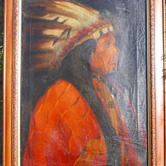 Antique  (American, 1886-1953) Portrait of an Indian Chief Oil on Canvas  28 x 21 inches