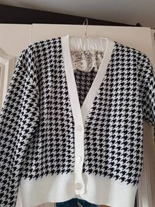 Pretty Little Thing Women's Black and White Cardigan