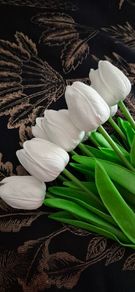 Artificial White Tulips 10 Stems 34cm
