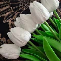 Artificial White Tulips 10 Stems 34cm