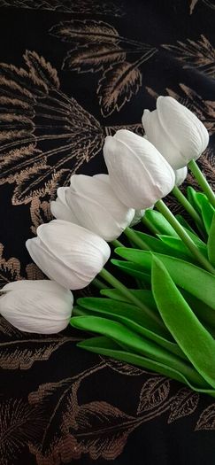 Artificial White Tulips 10 Stems 34cm