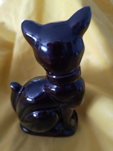 Vintage black cat ornament Redware figurine Halloween collectable