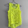 Pre Owned Primark Neon Yellow Floral Lace Tank Top Image 2