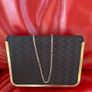 Black Clutch Bag / Crossbody Bag With Gold Trim & Chain. Brand Accessorize. Image 4