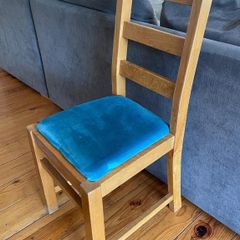 SIX Solid Wood Dining Chairs with Upholstered Seats