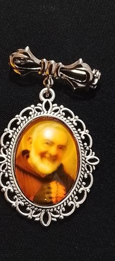 Silver St Padre Pio Blessed Brooch