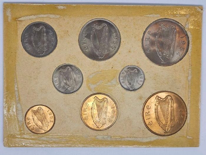 Ireland 1953 1954 1955 Coin Set in Original Holder Stunning Uncirculated Lustrous Coins! Amazing Set!!