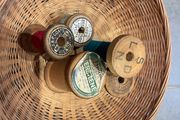 Vintage spools of thread and basket