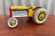 Vintage Mettoy red &amp; yellow tinplate tractor