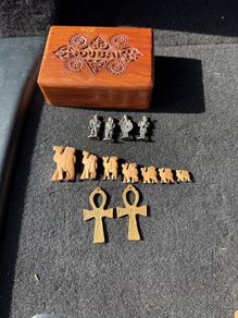 wooden box  with contents