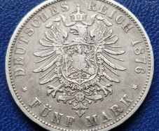 Germany C 1876 Prussia 5 Mark - William I Silver coin