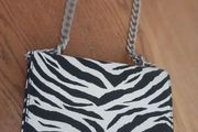 Zebra Print Shoulder Bag with Adjustable Chain Strap