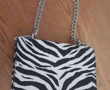 Zebra Print Shoulder Bag with Adjustable Chain Strap