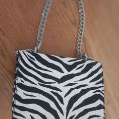 Zebra Print Shoulder Bag with Adjustable Chain Strap