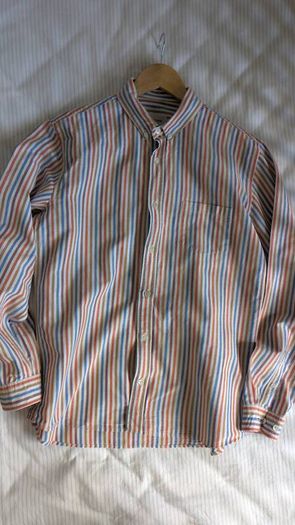 Octobre Editions Mens Large Striped Linen Blend Shirt