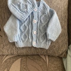 Blue cardigan and hat NB