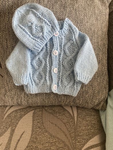 Blue cardigan and hat NB