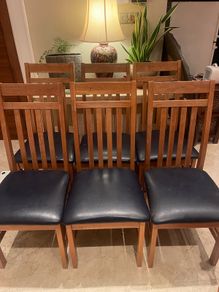 6 x Gorgeous Leather Padded Kitchen Dining Chairs - Can Deliver