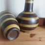 Fabulous Pair of Large Ceramic Vases in the Style of Wood, One Conical in Shape, the other Gourd-Shaped, Both in Excellent Condition Image 5